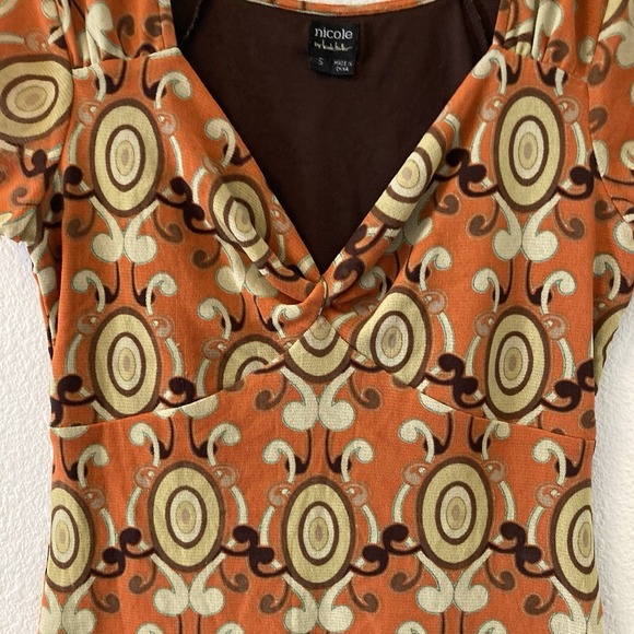 Nicole By Nicole Miller Womens Top Orange Brown Y2K Style Lined Chic Size Small - Picture 4 of 16